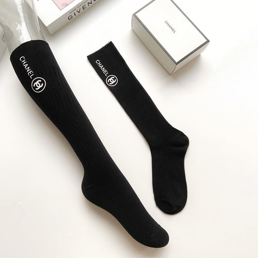 Double needle knitted three-dimensional silicone classic letters Long socks Calf socks XC1823082503