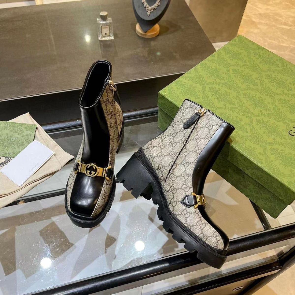 New ankle boots old flower belt thick high heel socks boots short boots boots women's boots