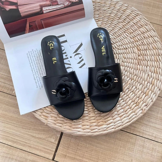 Camellia Flat Slippers Women Casual All-match Sandals 1024060310