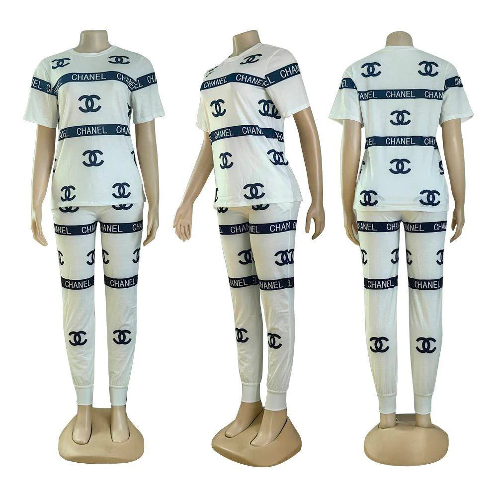 Fashionable Solid Color Trendy Casual Printed Two-piece 1024061901