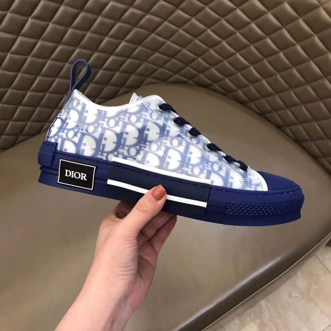 B23 Low Logo Oblique Blue Canvas Sneakers