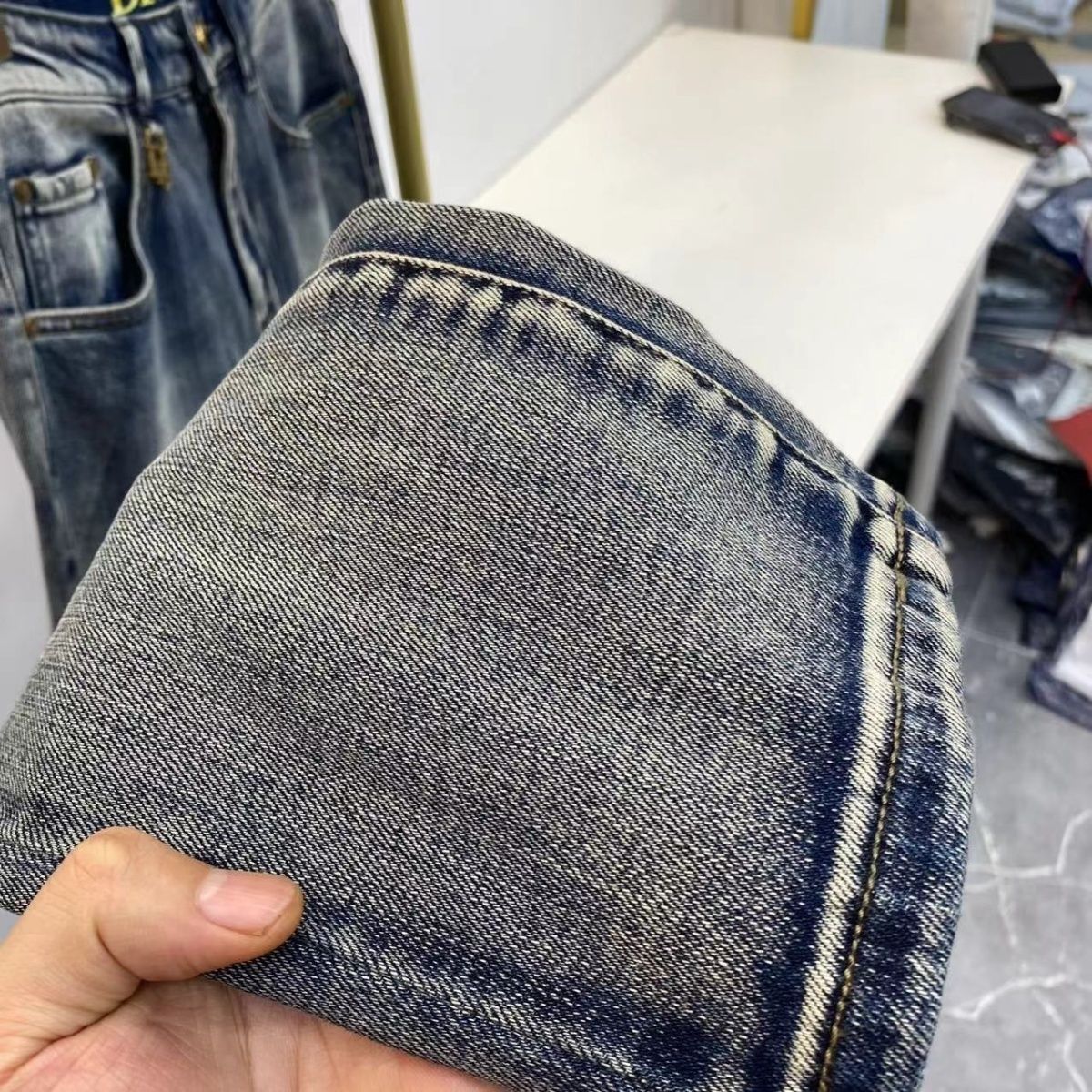 High luxury autumn and winter elastic slim fit denim pants 1024111502