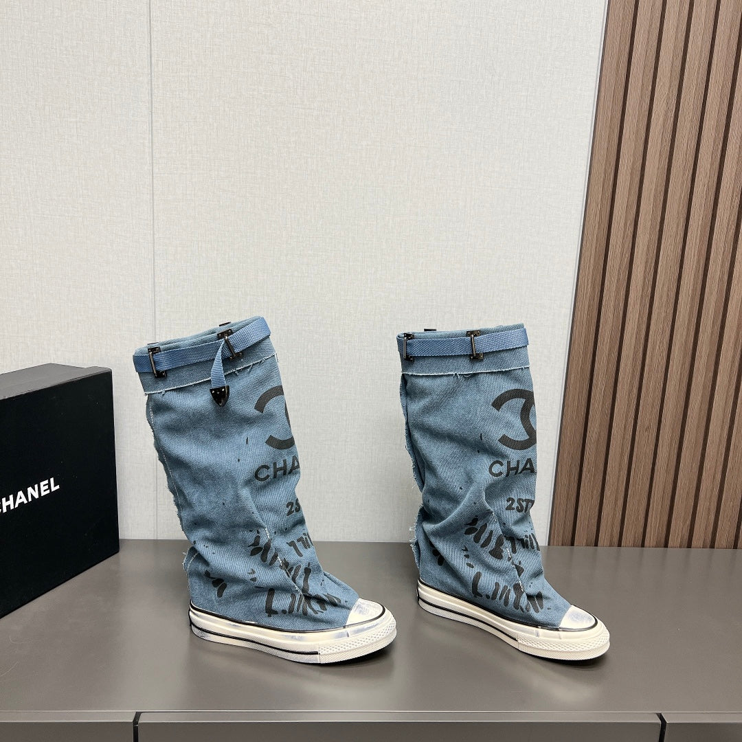 CNL2024vs autumn and winter new thick-soled canvas long boots 0724091201