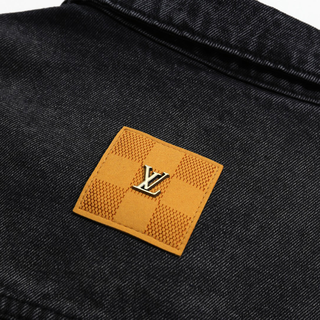 Fashion Casual Printed Black Grey Straight Denim Suit 1025031104