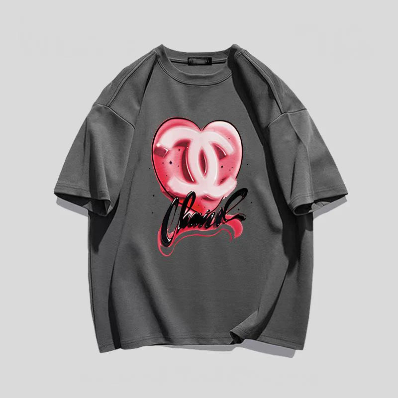 Fashionable Versatile Cotton Round Neck Loose Top 1024071526