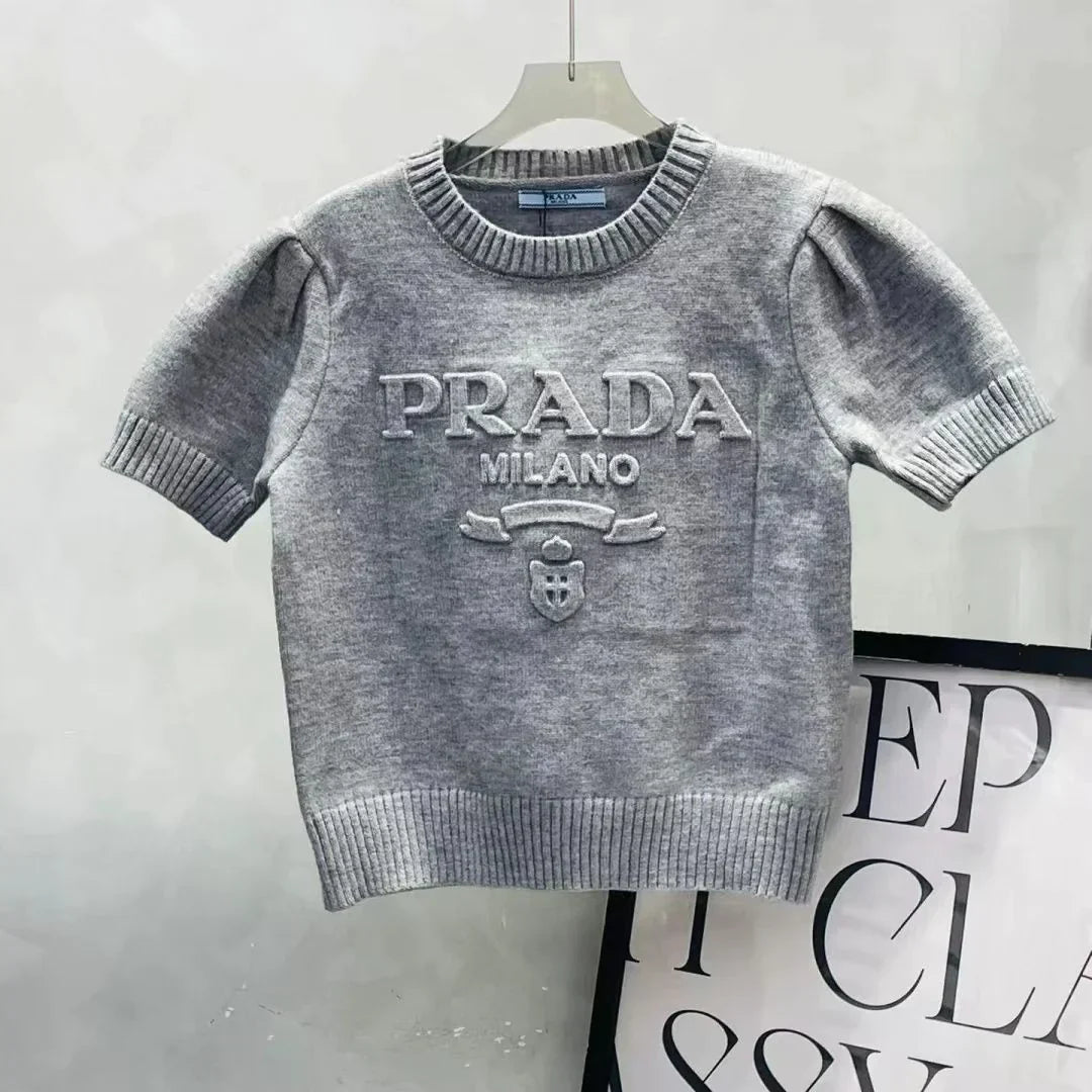 Early Spring Crewneck Women's Sweater Fashion Short-sleeved 1024031805