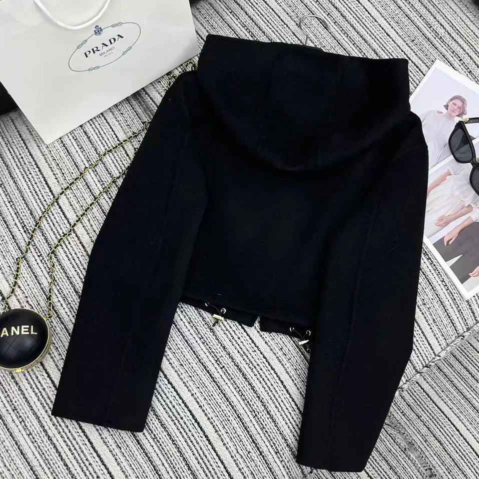 High end hooded knitted sweater 1024111506