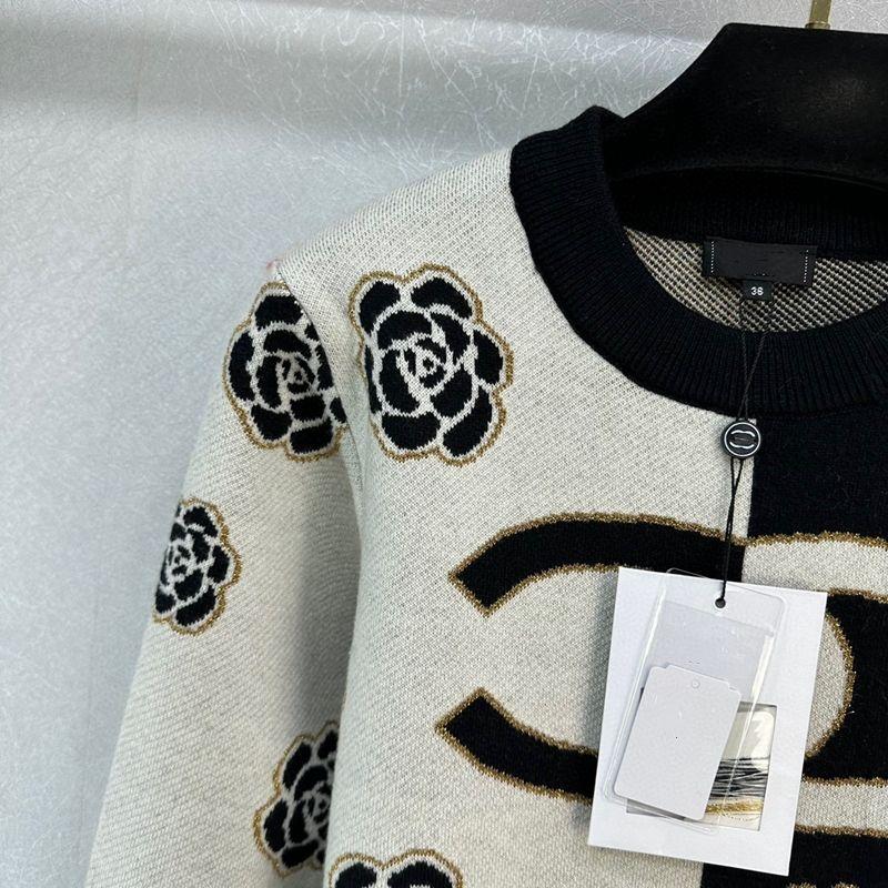 Camellia Small Fragrance Color-block Pullover Sweater Women's Design Sense Elegant op-PD05202312201