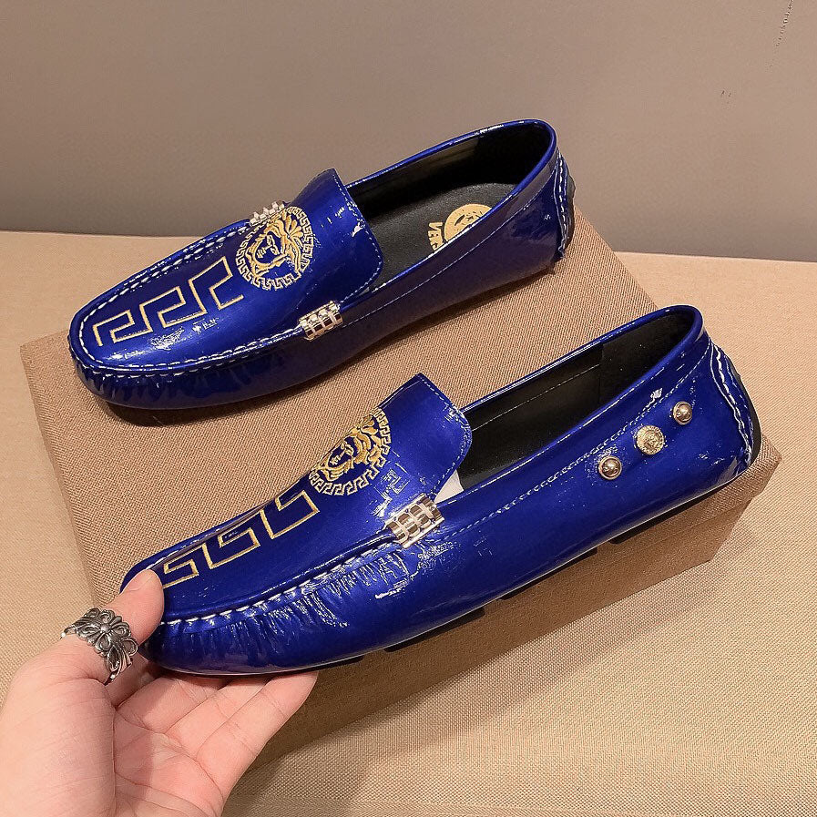 VS Medusa Embroidered Patent Leather Driver Shoes 1824091905