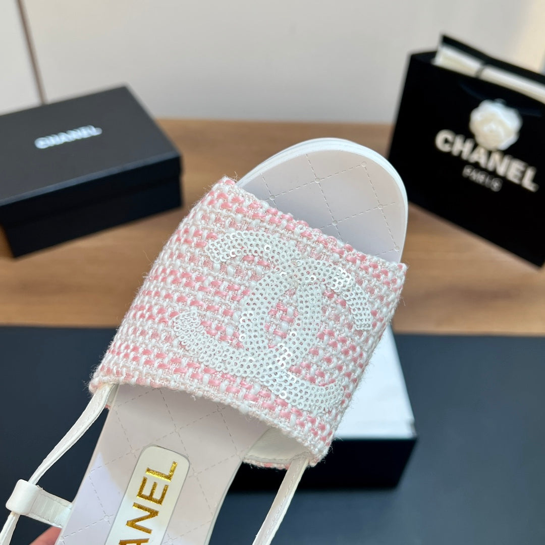 CNL thick-soled colorblock high-heeled sandals 0724042702