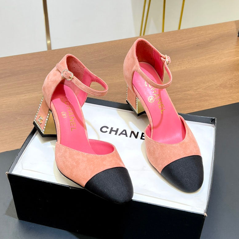 CNL Rhinestone square heel high heels 1824082802