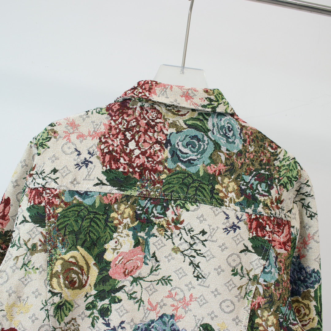 Botanical and floral jacquard all-over printed jacket XC0823102705