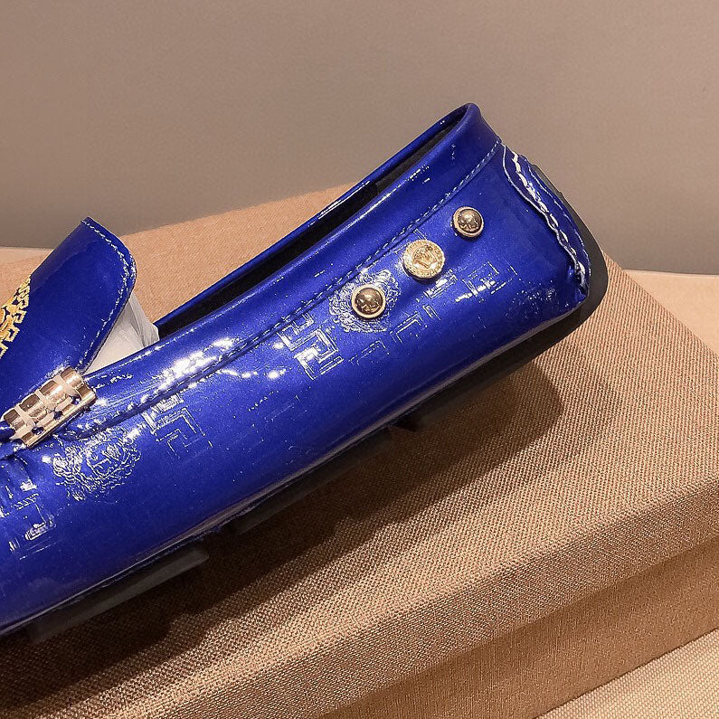 VS Medusa Embroidered Patent Leather Driver Shoes 1824091905