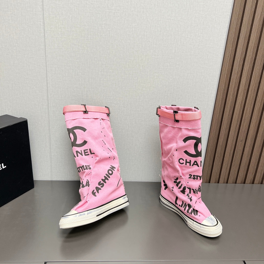 CNL2024vs autumn and winter new thick-soled canvas long boots 0724091201