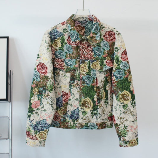 Botanical and floral jacquard all-over printed jacket XC0823102705