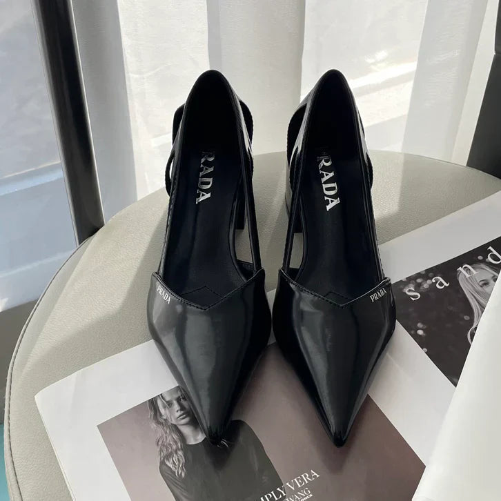 Early spring new pointed toe thick heeled single shoes 1025030404
