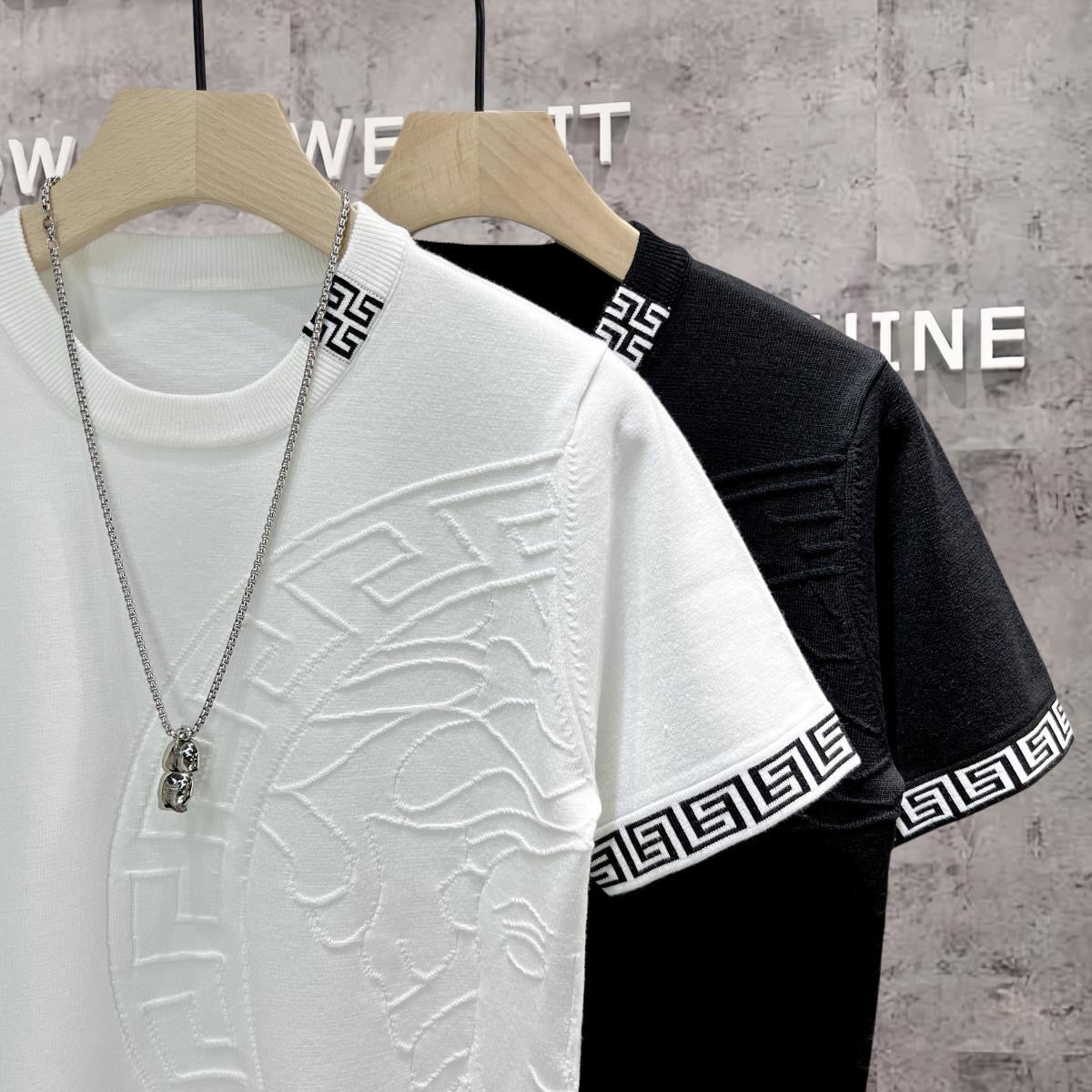 Summer round neck short sleeve knitted T-shirt 1824050701