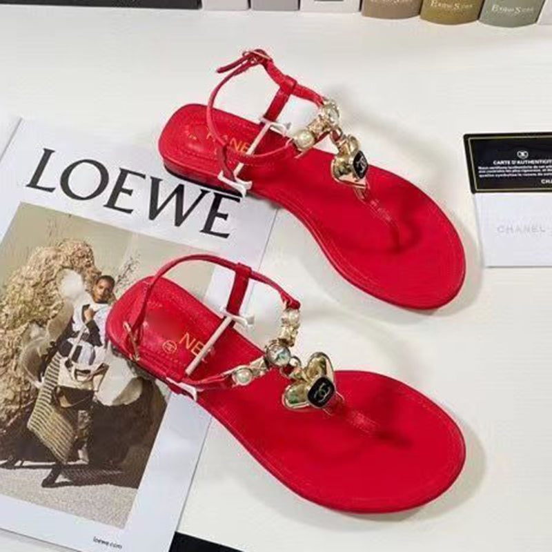 Fashion all-match camellia heart buckle sandals PD1023071720