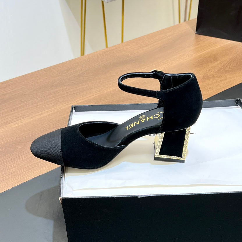 CNL Rhinestone square heel high heels 1824082802