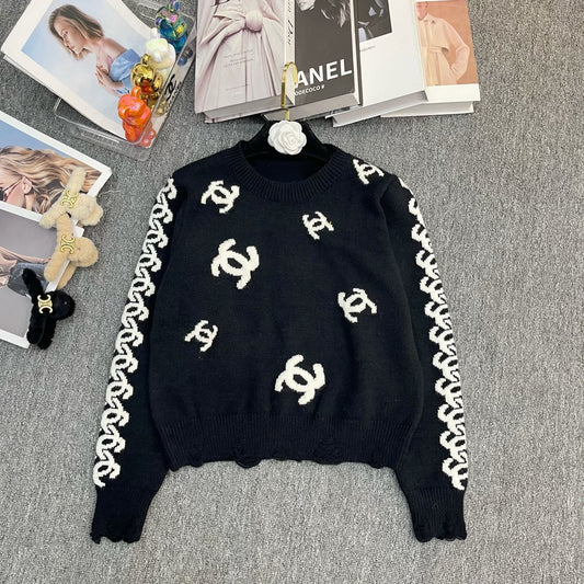 Crew neck knitted sweaters, sweaters XC1823090601