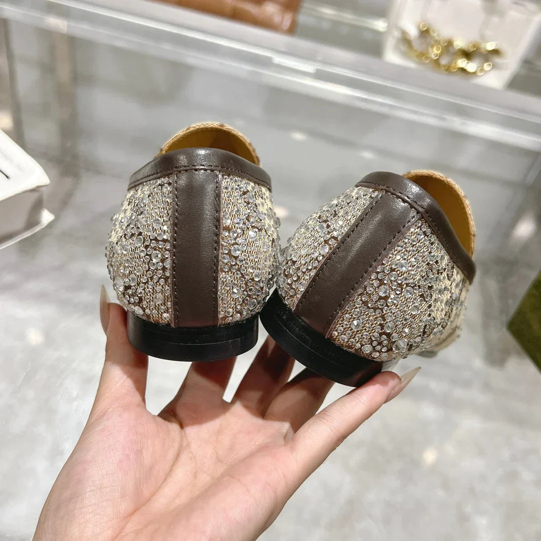 Women's New Rhinestone Horsebit Buckle Loafers 1025011710