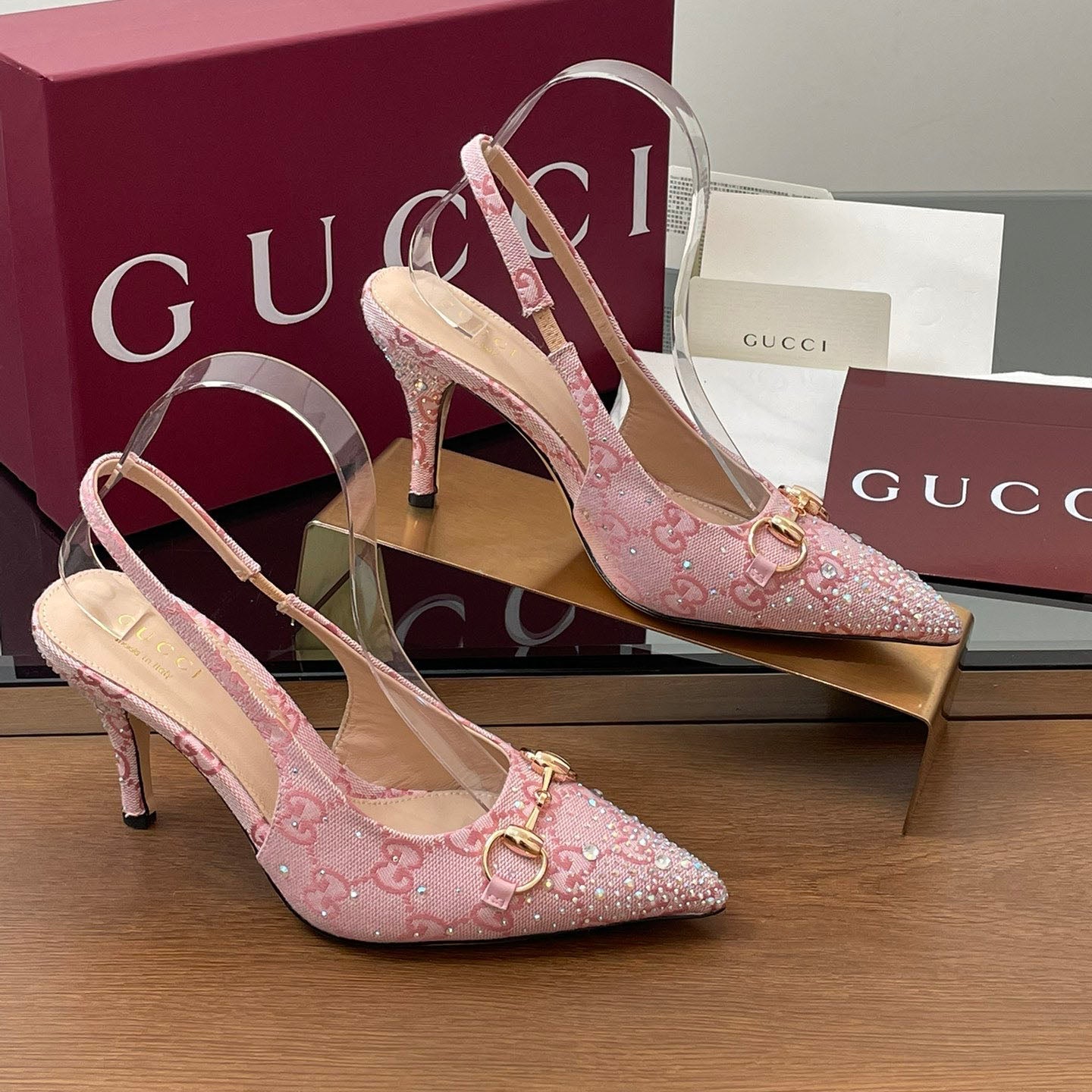 GG Horsebit crystal slingback pumps 1825031003