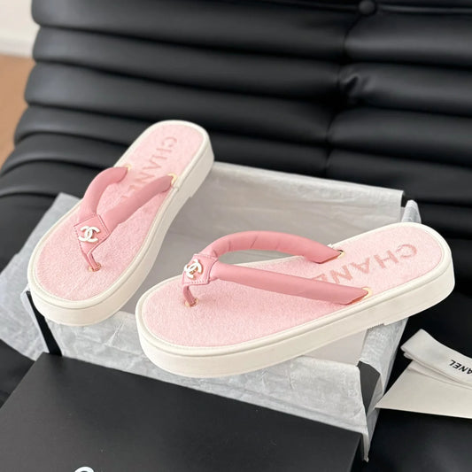 New Velvet Thick Bottom Flip Flops 1025050705