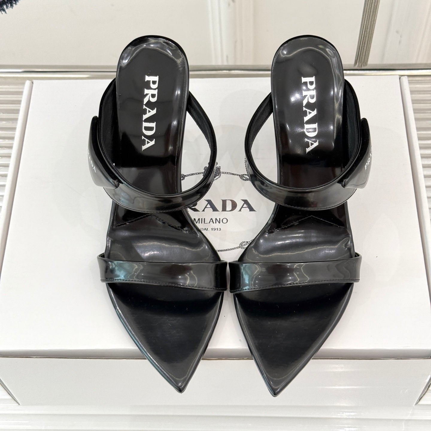 PR Triangle logo pointed toe sandals 1825061002