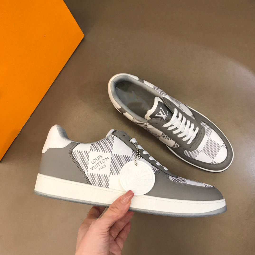 New men's gray shoes casual all-match sneakers round toe all-match sports flat shoes