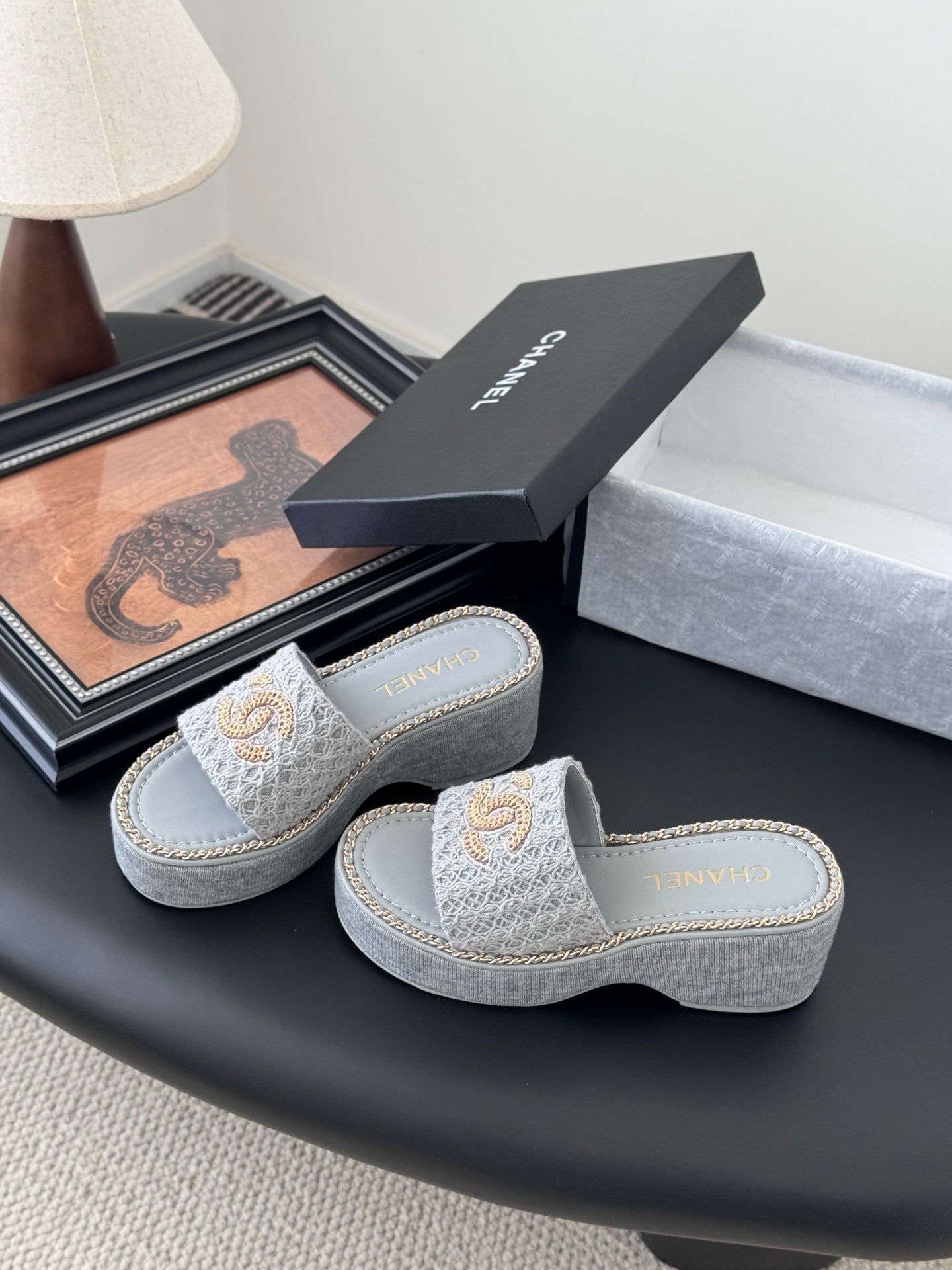 CNL women's platform chain double C slide sandal 1825042902