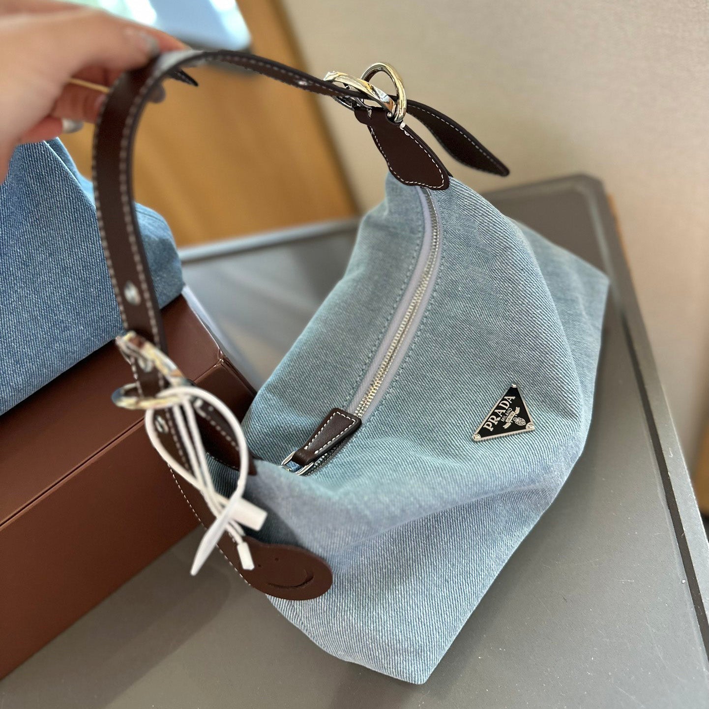 Classic underarm denim bag 1824050302