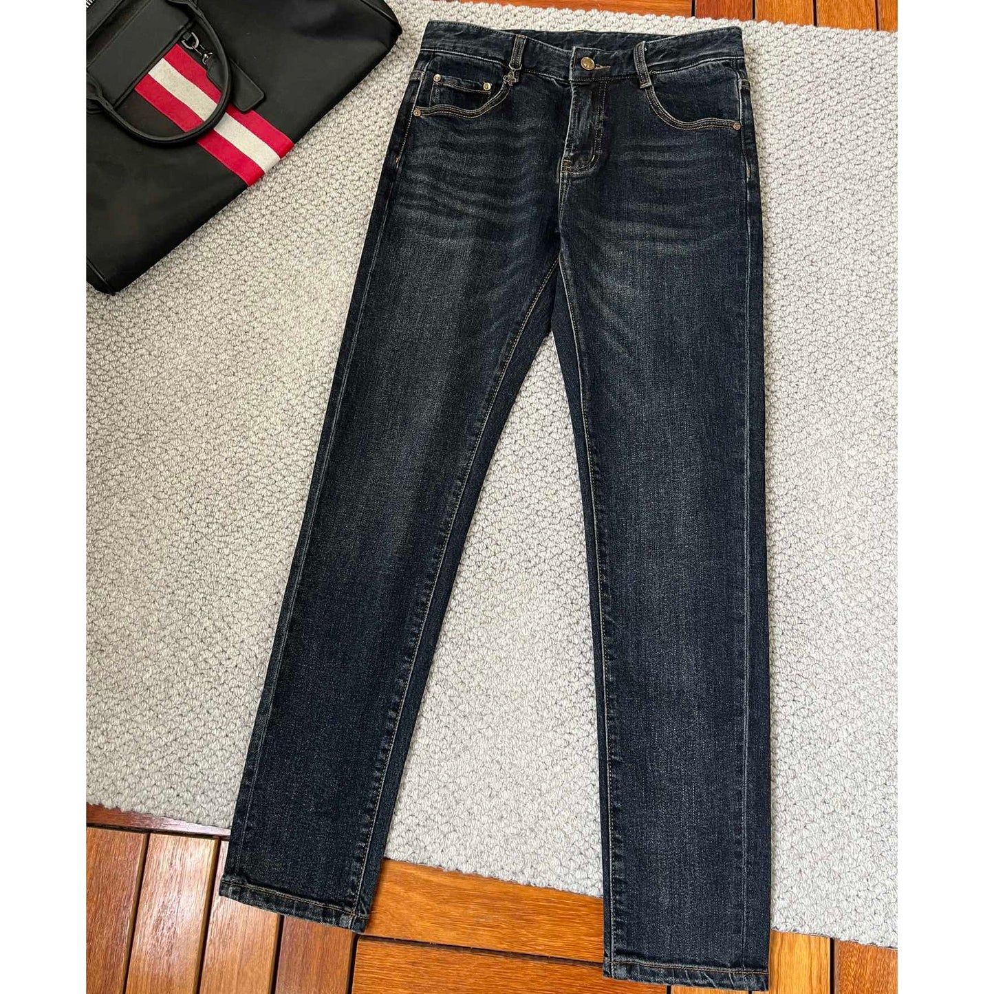 Men's straight through casual jeans 1025011614