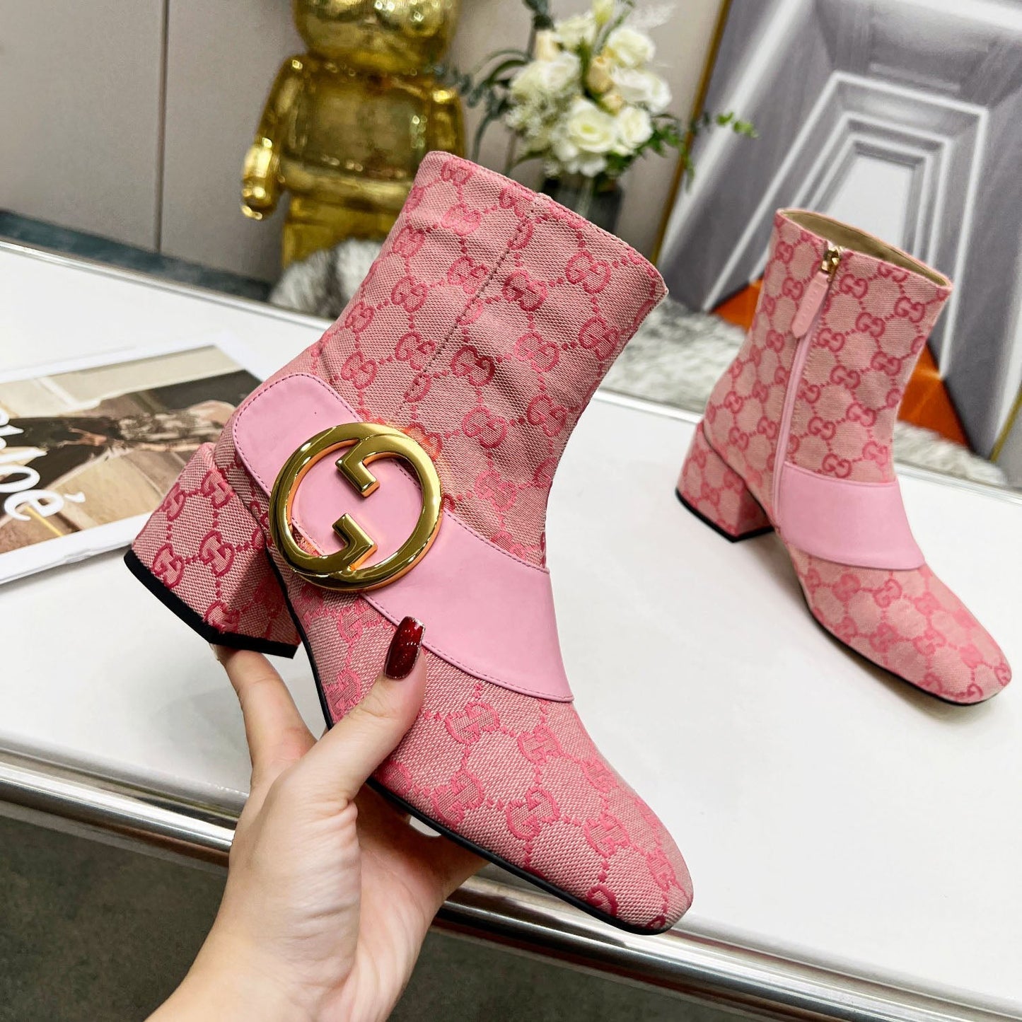 New chunky heel nude boots fashion boots