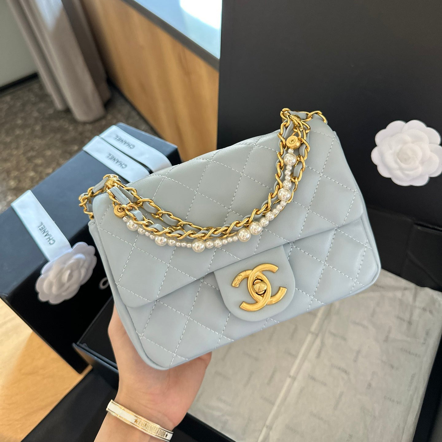 Cute pearl square fat bag 1824032204