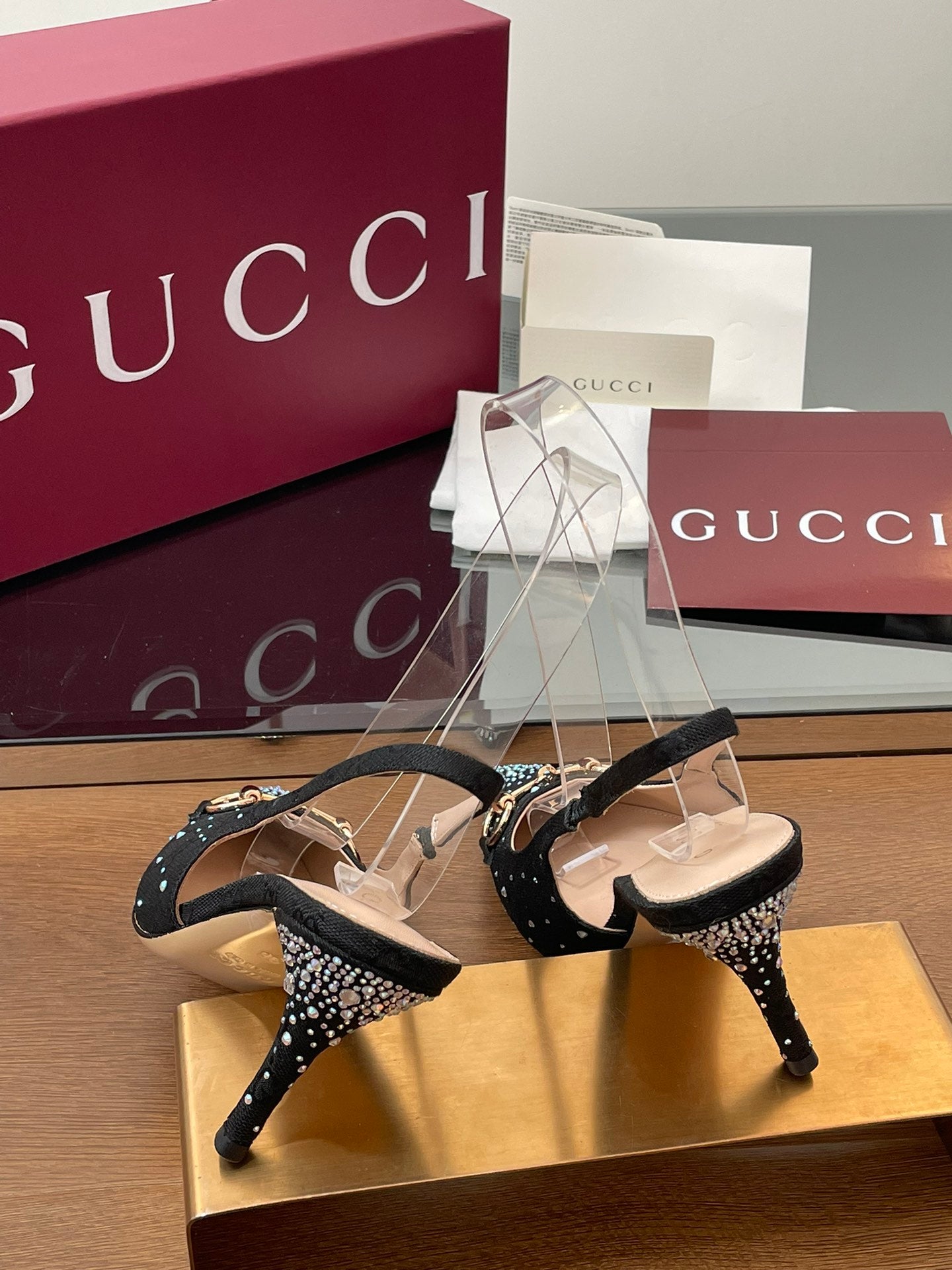 GG Horsebit crystal slingback pumps 1825031003