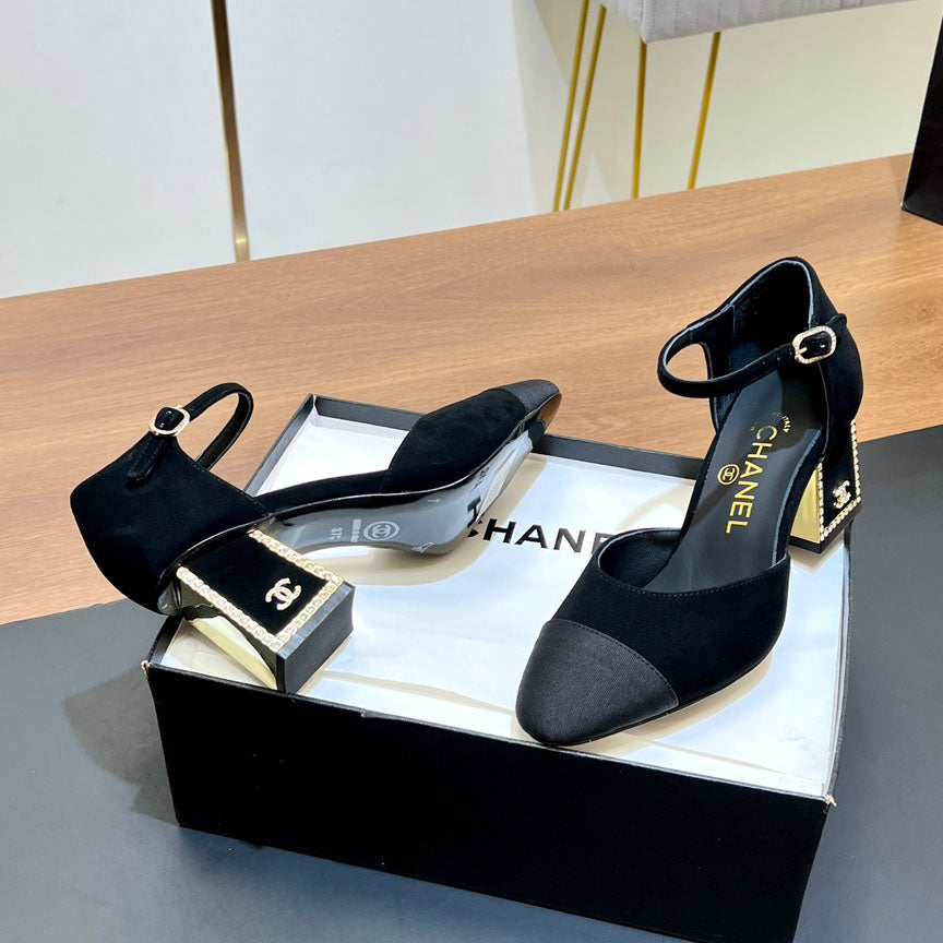 CNL Rhinestone square heel high heels 1824082802