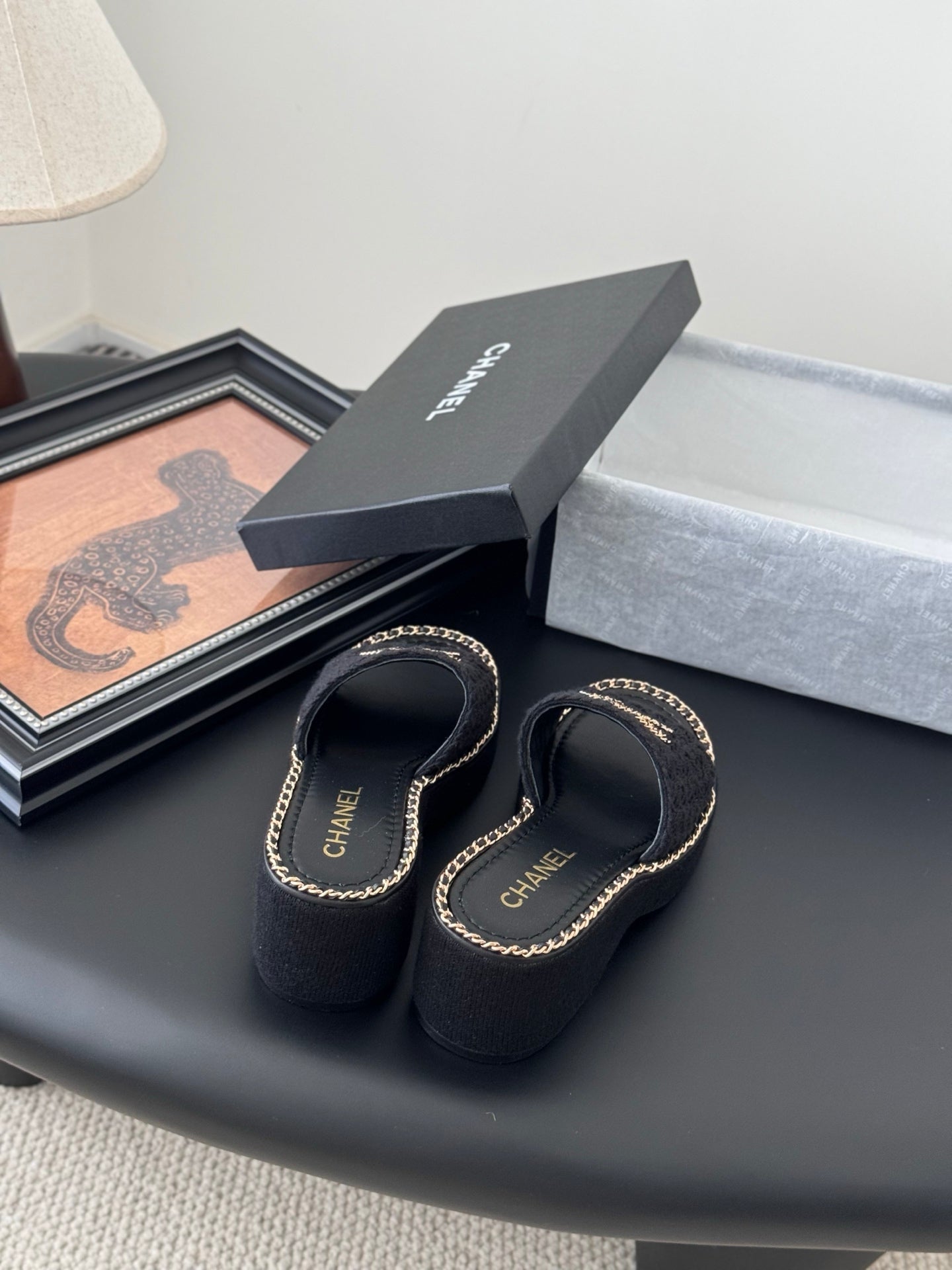 CNL women's platform chain double C slide sandal 1825042902