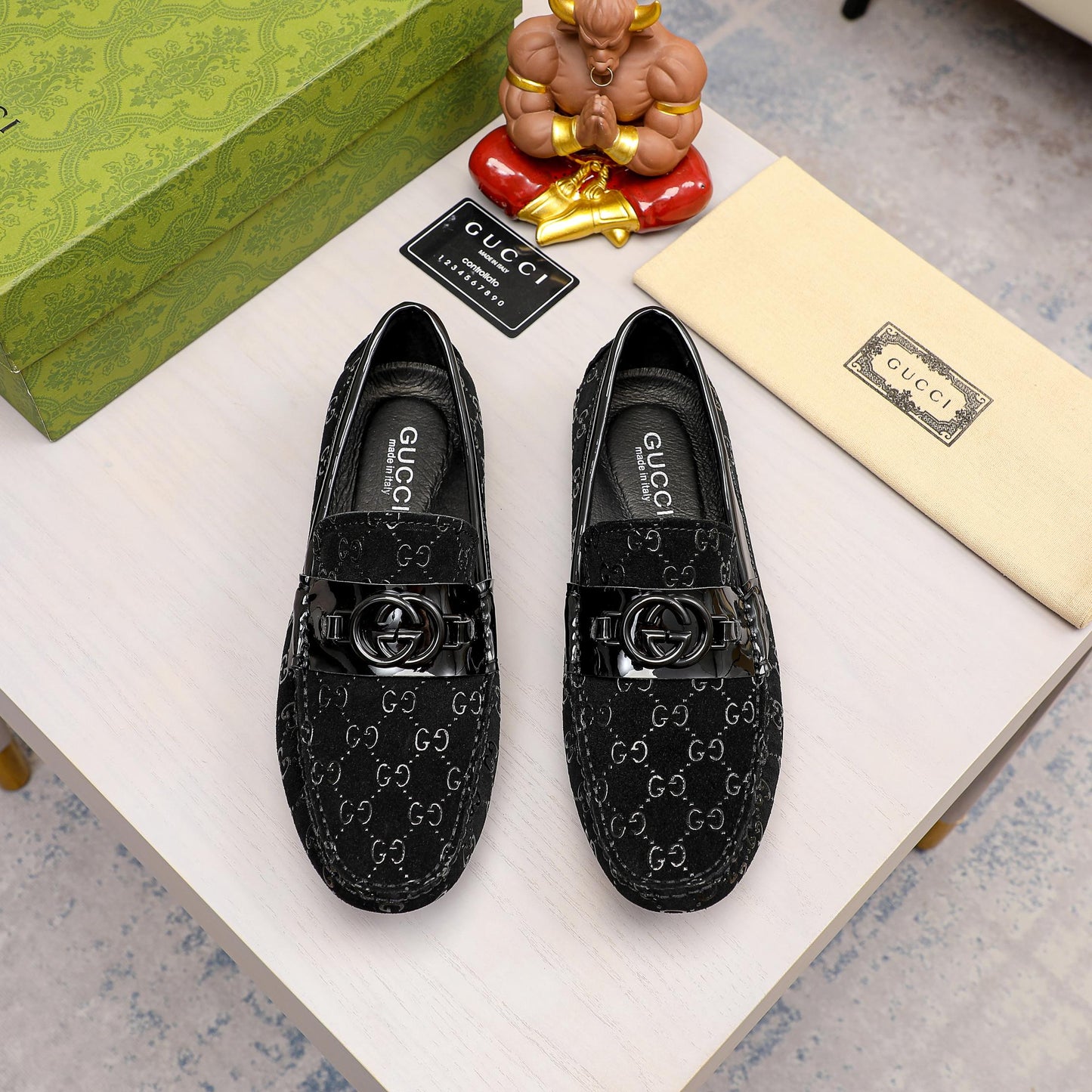G fashion all-black printed slip-ons 0724091402