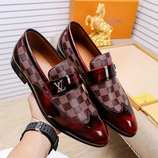 Classic Leather Up Dress Shoes Loafer Slip-On Shoe V102
