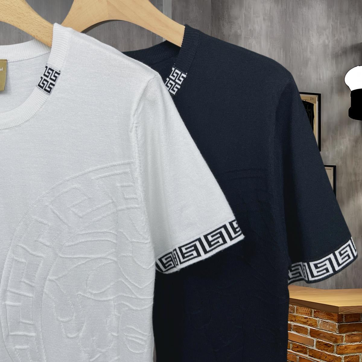 Summer round neck short sleeve knitted T-shirt 1824050701