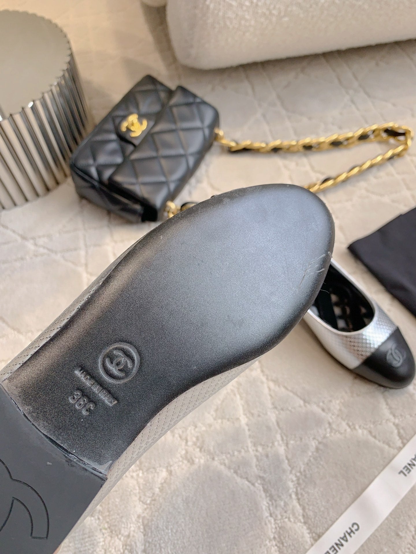 CHA Pearl anklet bow embellished ballet flats 1825022814