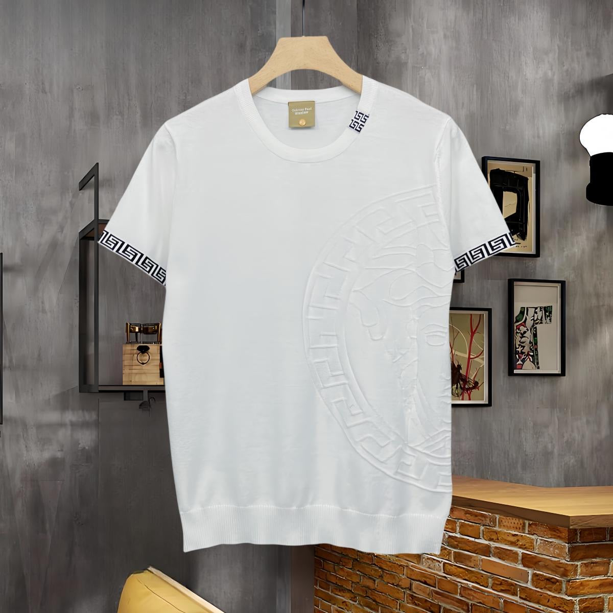 Summer round neck short sleeve knitted T-shirt 1824050701