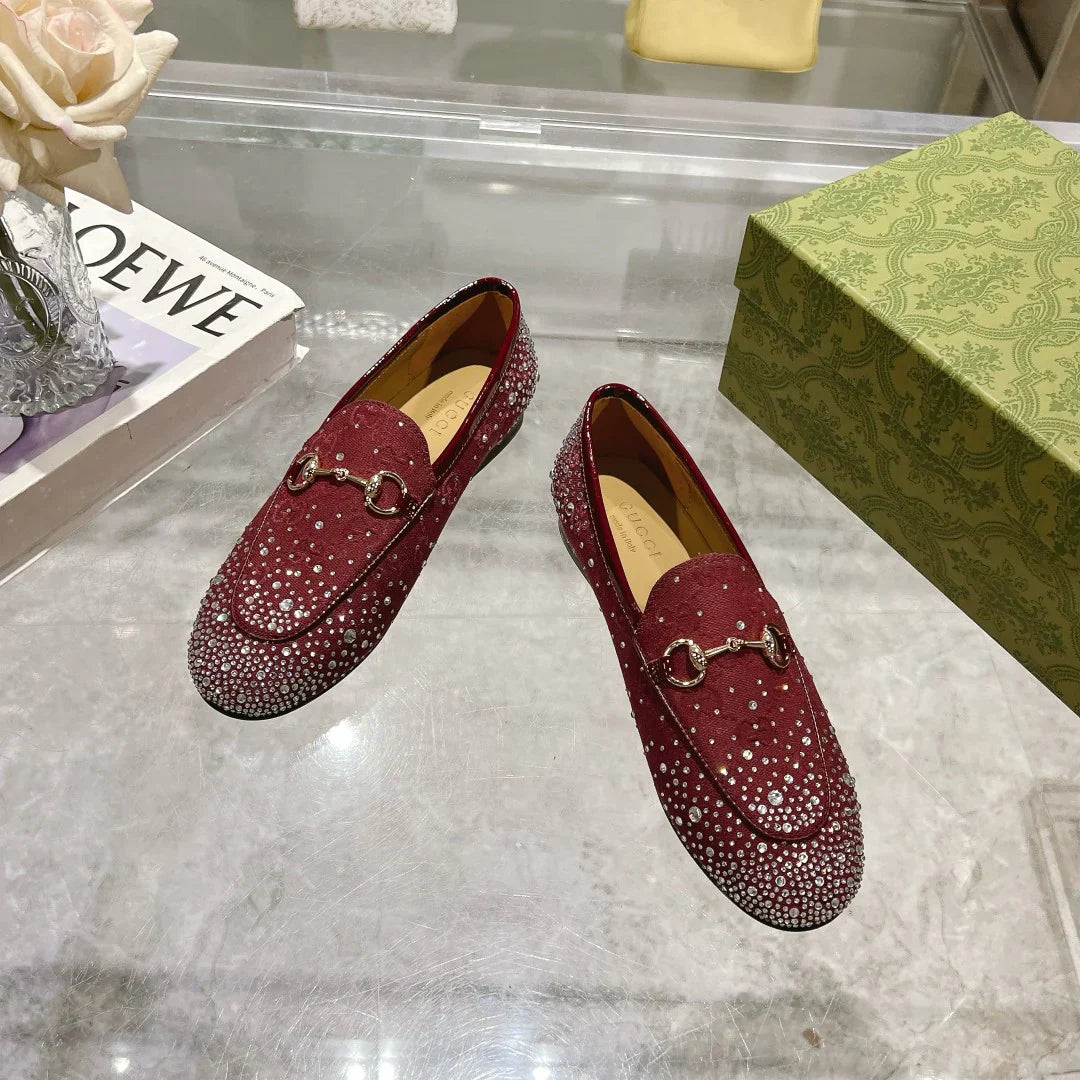 Women's New Rhinestone Horsebit Buckle Loafers 1025011710