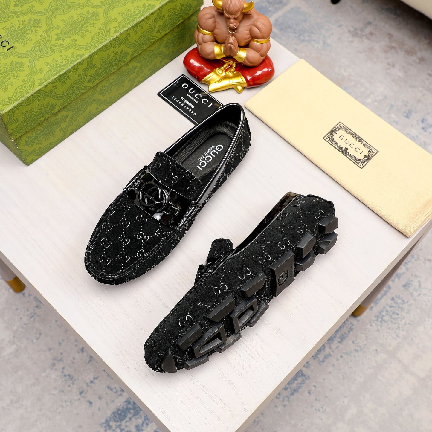 G fashion all-black printed slip-ons 0724091402