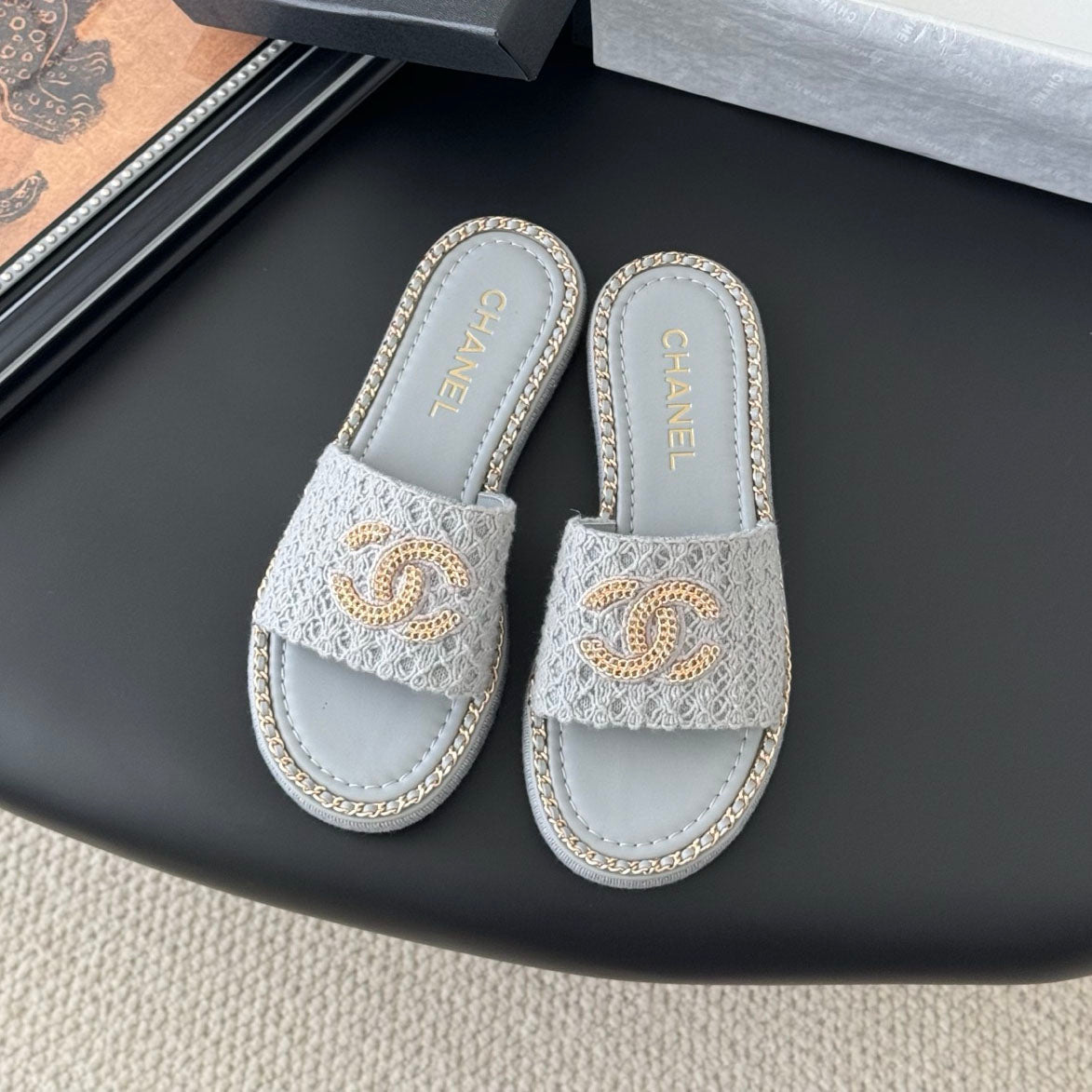 CNL women's platform chain double C slide sandal 1825042902