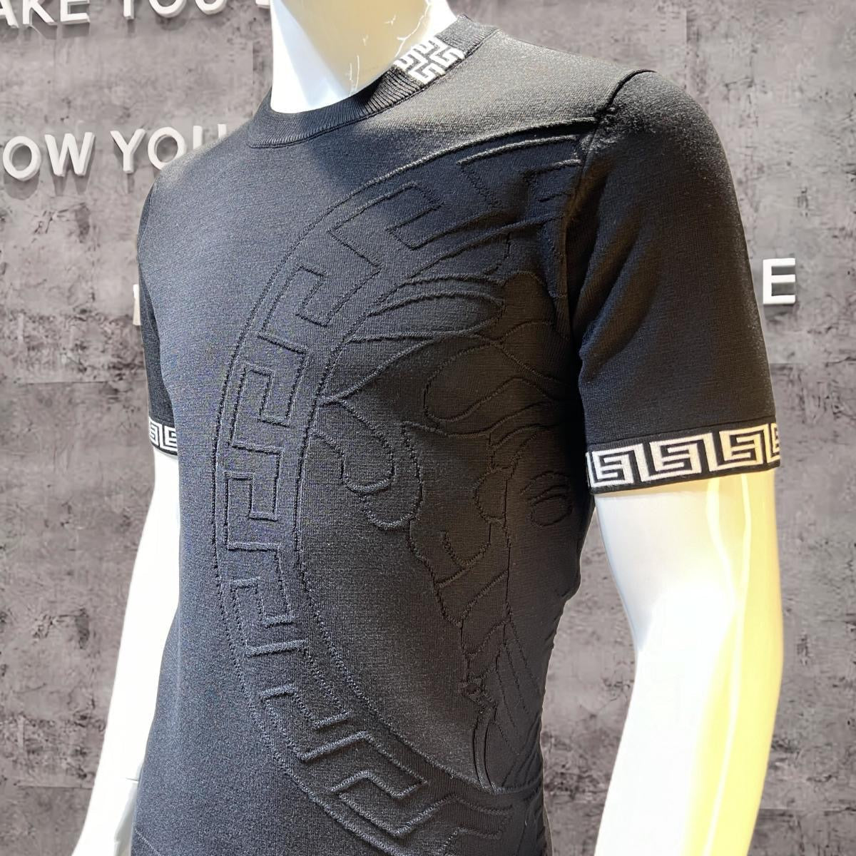 Summer round neck short sleeve knitted T-shirt 1824050701