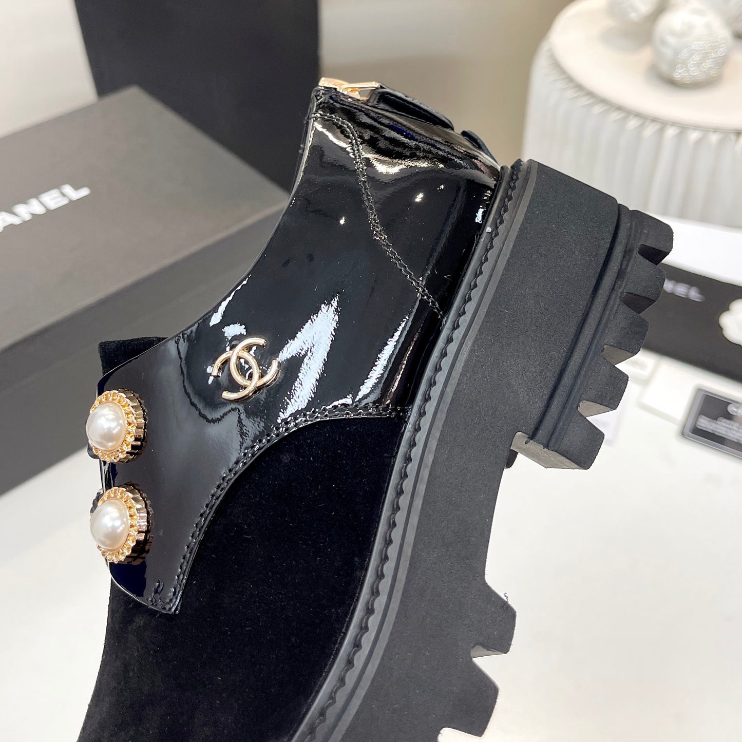 Pearl metal buckle platform leather shoes XC1823100502