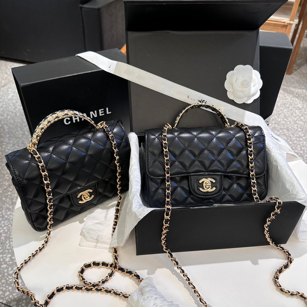 23A metal full diamond handle miniCF metal buckle bag XC16070604