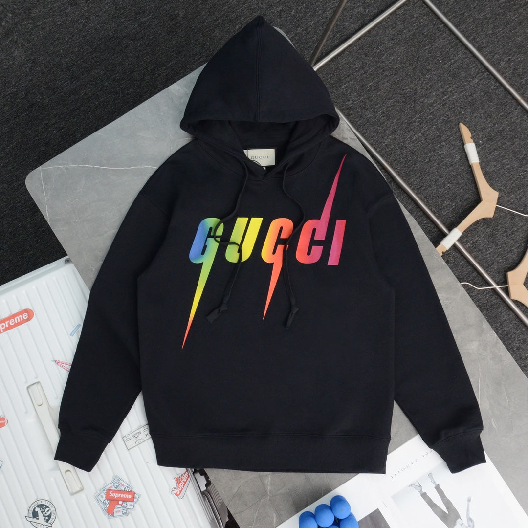 Classic colorful lightning print hooded sweatshirt XC0823091908