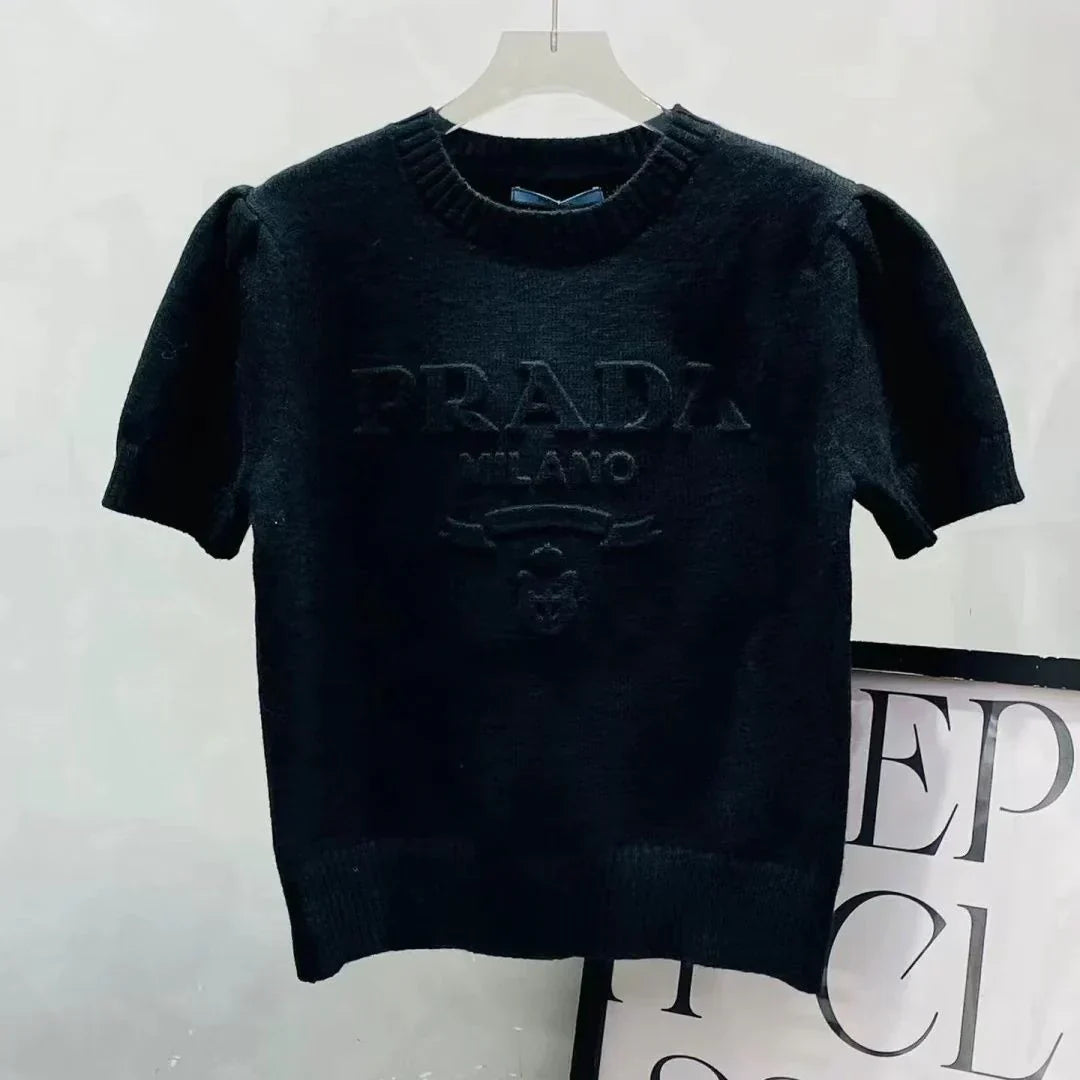 Early Spring Crewneck Women's Sweater Fashion Short-sleeved 1024031805